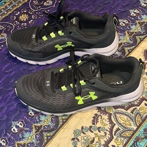 Under Armour Dark Gray and Lime Charged Assert 10.5